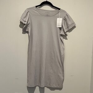 New Erin Gray Flutter Sleeve Dress in Gray Size Small